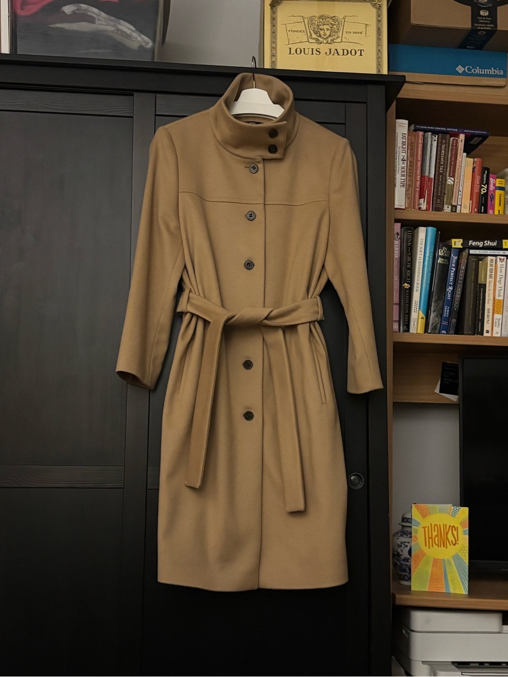 HUGO BOSS Women's Belted Coat with Stand Collar